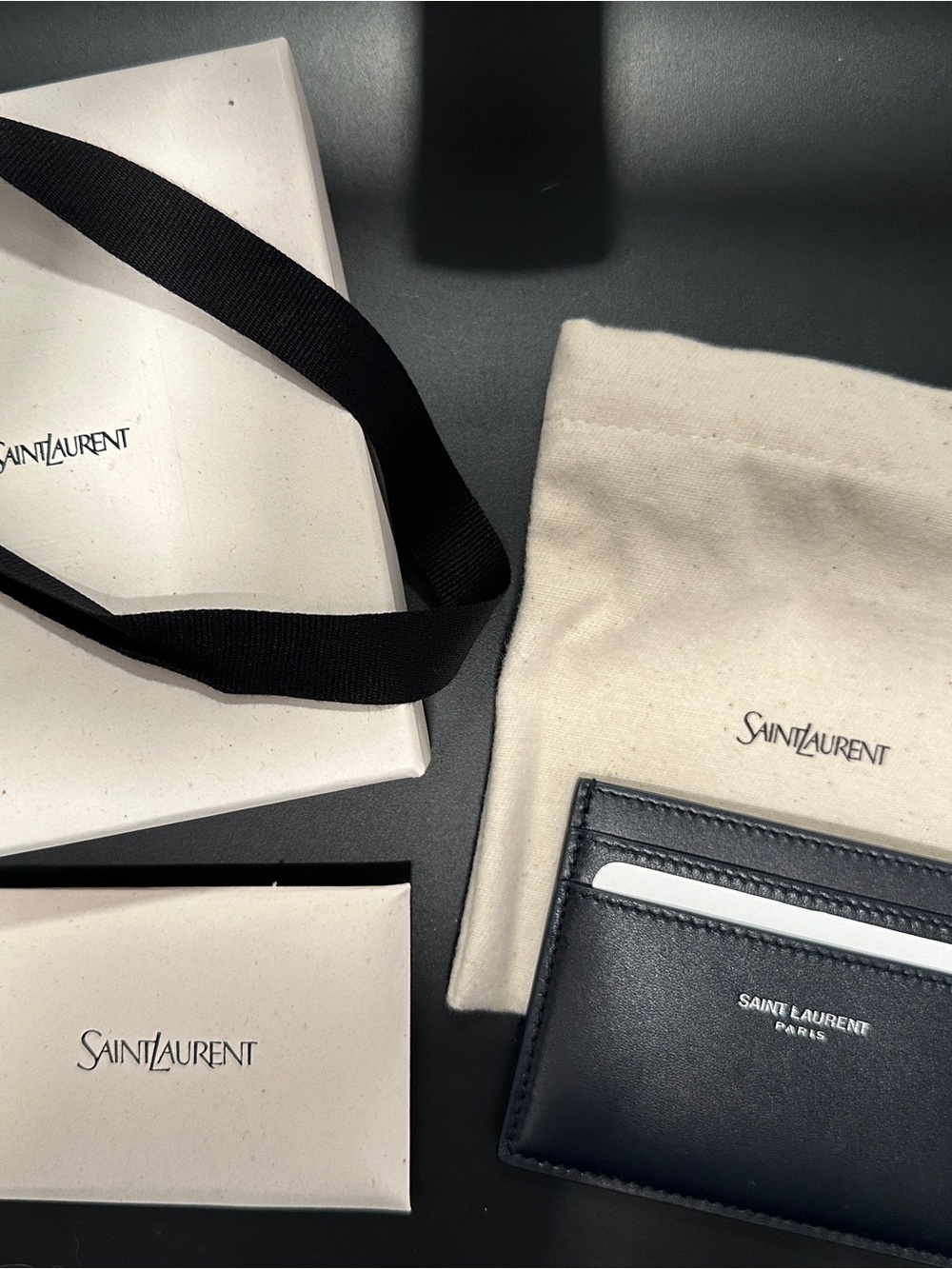 Saint Laurent Black Leather Slim Card Sleeve